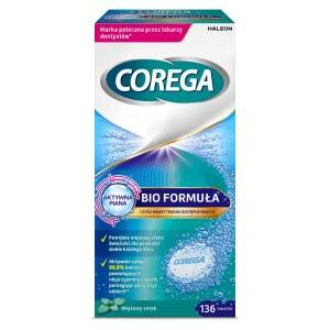 Corega Bio Formula Tabletten zur täglichen Reinigung von Zahnprothesen, Minzgeschmack, 136 Stück