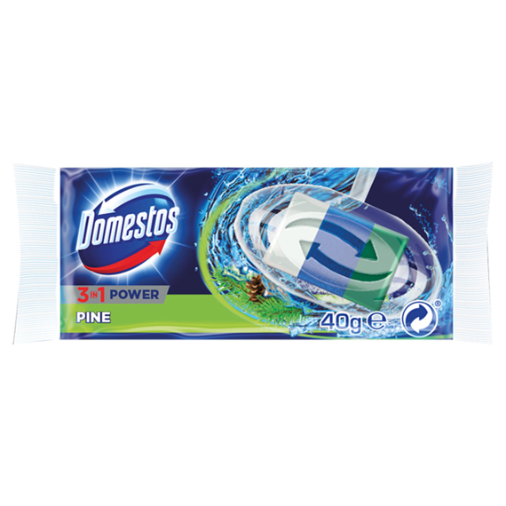 Domestos 3in1 Toilettenblock aus Kiefernholz, Nachfüllpackung 40 g