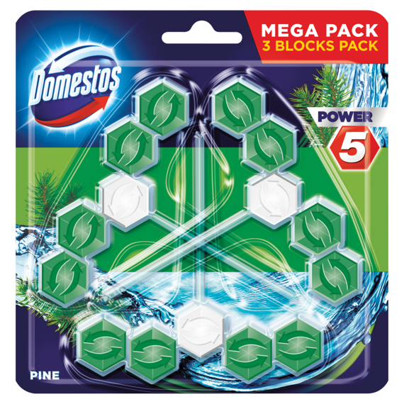 Domestos Power 5 Pine Kostka toaletowa 3 x 55 g