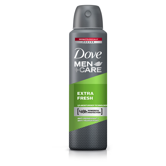 Dove und Pflege für Männer Extra frisch Antitranspirant Spray 150ml