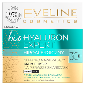 Eveline Cosmetics Bio Hyaluron Expert 30+ głęboko nawilżający krem-eliksir na pierwsze zmarszczki na dzień i noc 50ml