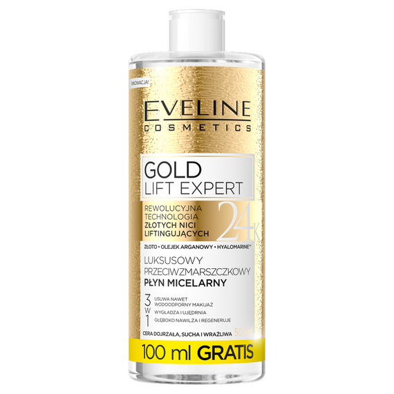 Eveline Cosmetics Gold Lift Expert Luxuriöses Anti-Falten-Mizellenfluid 3in1