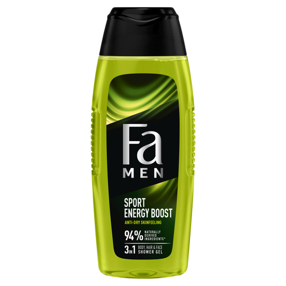 Fa Men Sport Energy Boost Duschgel mit 3-in-1-Formel mit dem Duft von Guarana und Ginseng, 400 ml