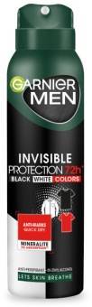 GARNIER DEZODORANT MEN SPRAY 150ML INVISIBLE PROTECTION 72H BLACK WHITE COLORS
