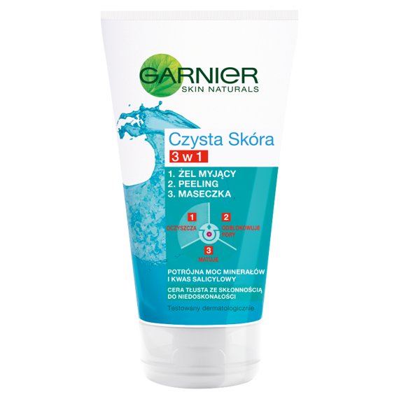 Garnier Pure Skin 3 in 1 Gel Waschen Peeling-Maske 150ml