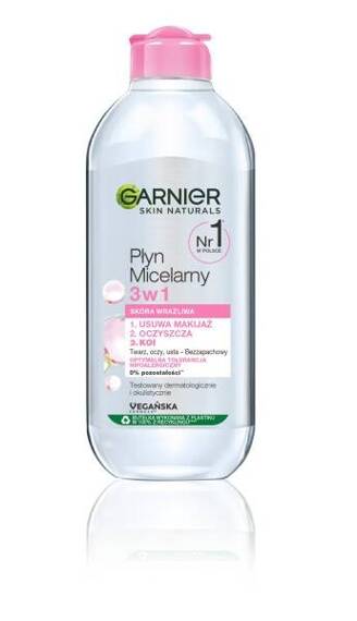 Garnier Skin Naturals Płyn micelarny 3w1 skóra wrażliwa 400 ml