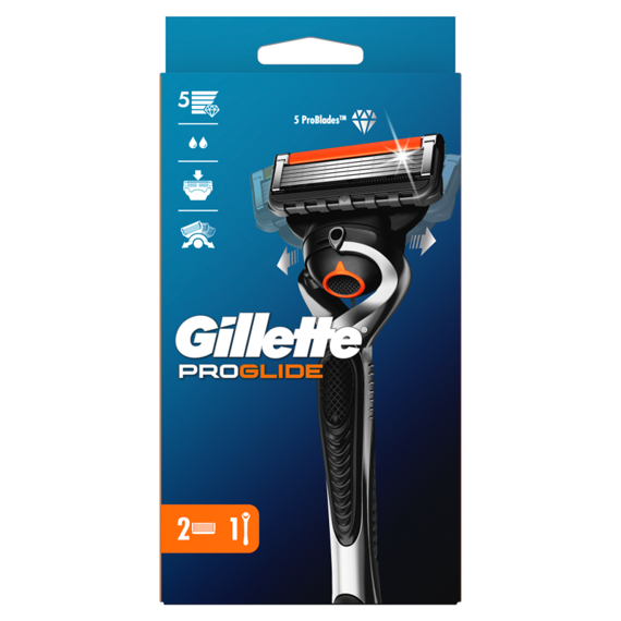 Gillette ProGlide Herrenrasierer, 2 Ersatzrasierklingen