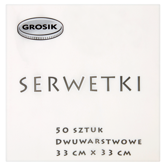 Grosik Serwetki dwuwarstwowe białe 33 cm x 33 cm 50 sztuk