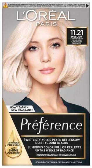 L'Oréal Paris  Préférence Farba do trwałej koloryzacji 11.21 Moscow Ultrajasny Chłodny Perłowy Blond