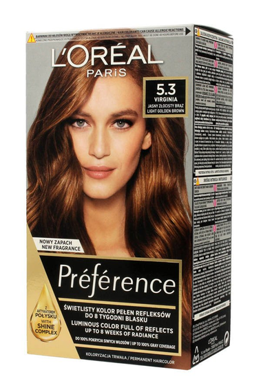 L'Oréal Paris Préférence Farba do włosów 5.3 Virginia Jasny Złocisty Brąz