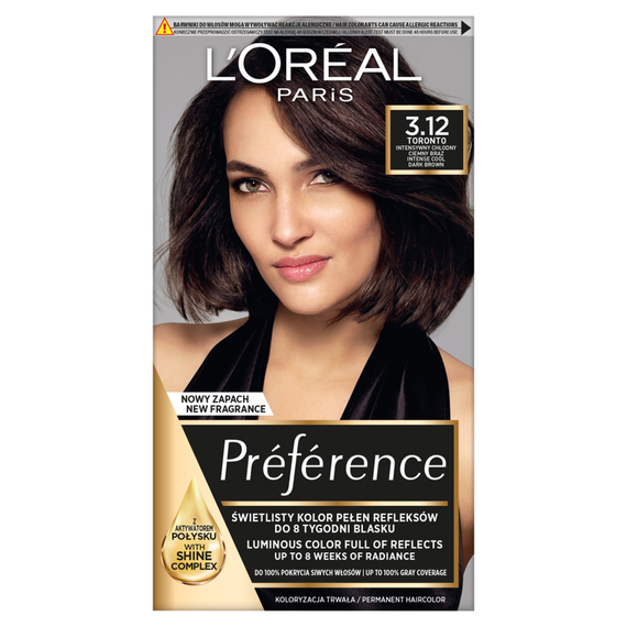 L'Oréal Paris Préférence Haarfärbemittel intensives kühles Dunkelbraun 3.12 Toronto