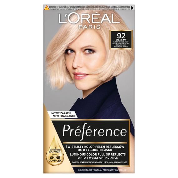 L'Oréal Paris Préférence Haarfärbemittel sehr, sehr hellbeige-perlblond 92 Warschau