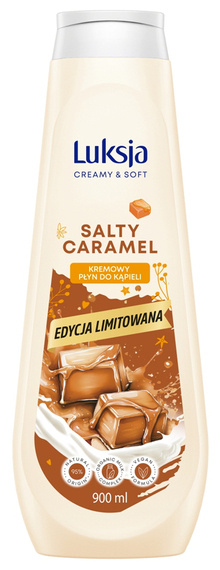 Luksja Creamy & Soft Cremige Badeflüssigkeit mit dem Duft von gesalzenem Karamell, 900 ml