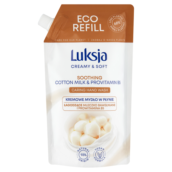 Luksja Creamy & Soft Cremige Flüssigseife mit beruhigender Baumwollmilch und Provitamin B5 400 ml