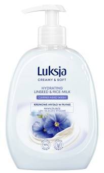 Luksja Creamy & Soft Cremige Flüssigseife mit feuchtigkeitsspendender Leinen- und Reismilch, 500 ml