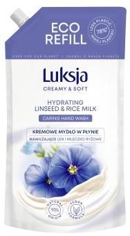 Luksja Creamy & Soft Cremige Flüssigseife mit feuchtigkeitsspendender Leinen- und Reismilch, 900 ml