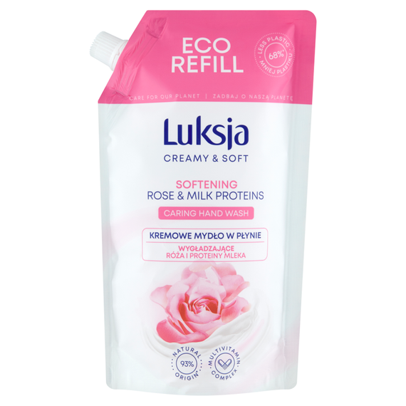 Luksja Creamy & Soft Cremige Flüssigseife mit glättenden Rosen- und Milchproteinen 400 ml