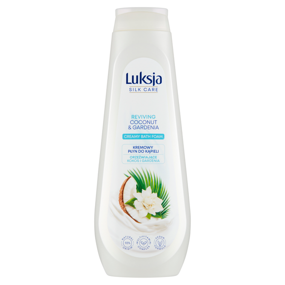 Luksja Silk Care Cremige Badeflüssigkeit mit erfrischender Kokosnuss und Gardenie 900 ml