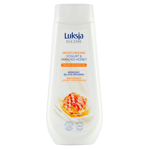 Luksja Silk Care Cremiges Duschgel mit feuchtigkeitsspendendem Joghurt und Manukahonig, 500 ml