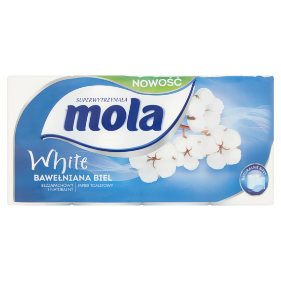 Mola weiße Baumwolle Weiß Toilettenpapier 8 Rollen