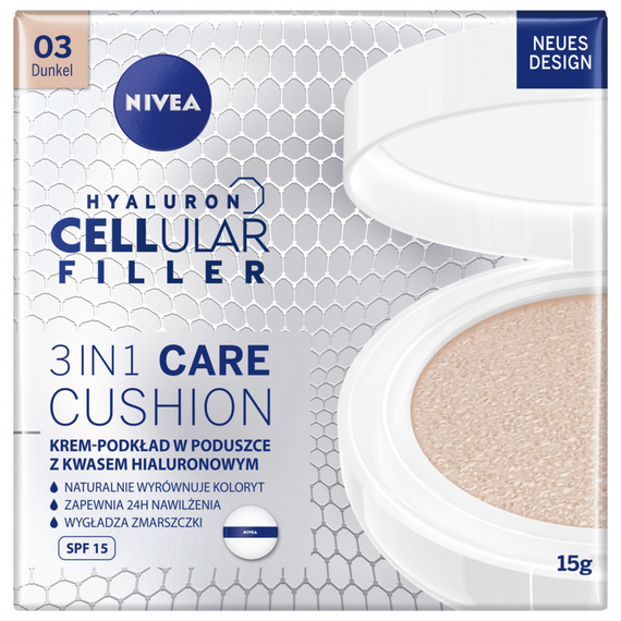 Nivea Hyaluron Cellular Filler Creme-Kissengrundierung, dunkle Farbe, 15 ml