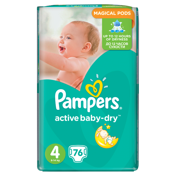 Pampers Aktive Baby-Dry Windeln 4 Maxi 76 Stück