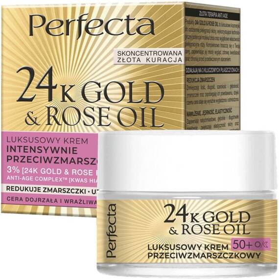Perfecta 24K Gold&Rose Oil Luksusowy krem na dzień i na noc 50+