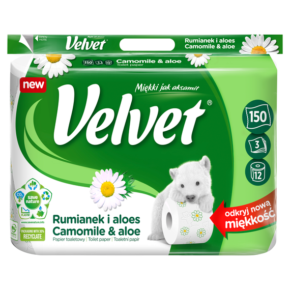 Samt Toilettenpapier Kamille und Aloe 12 Rollen