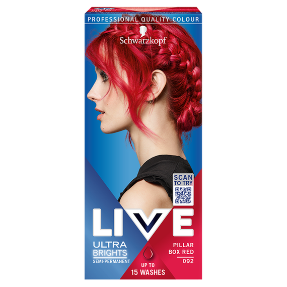 Schwarzkopf Live Ultra Brights oder Pastell Haarfärbemittel Pillar Box Red 092