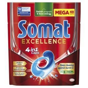 Somat Excellence 4 in 1 Caps Kapsułki do mycia naczyń w zmywarkach 830,4 g (48 x 17,3 g)