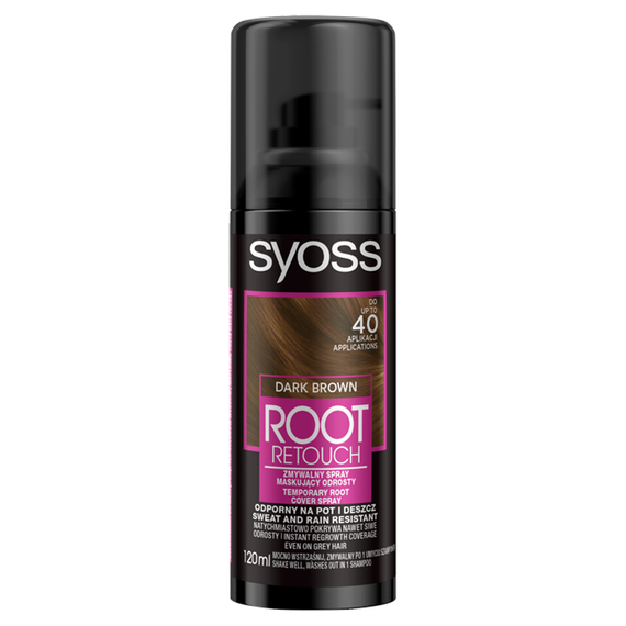 Syoss Root Retouch Waschbares Spray, das Wurzeln dunkelbraun maskiert, 120 ml