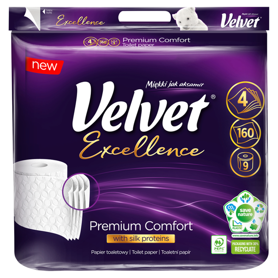 Velvet Excellence Premium Comfort Toilettenpapier 9 Rollen