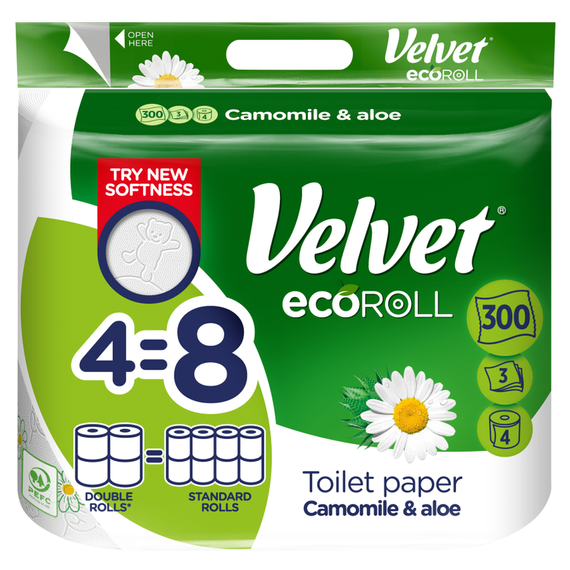 Velvet ecoRoll Kamille & Aloe Toilettenpapier 4 Rollen