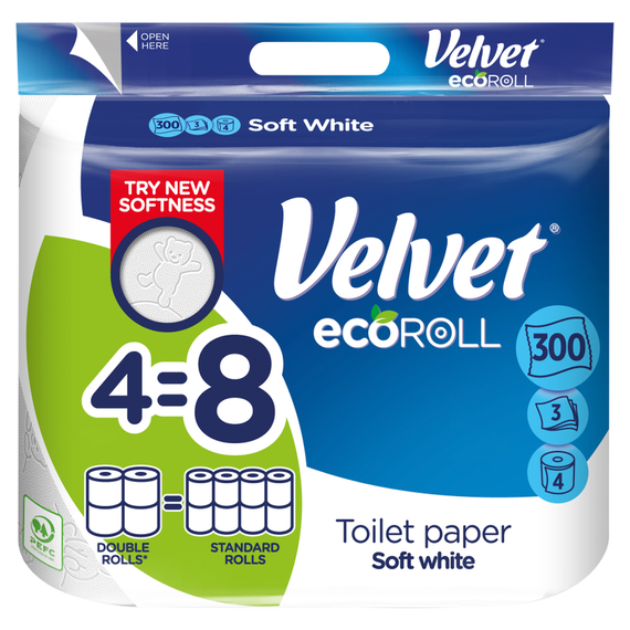 Velvet ecoRoll Soft White Toilettenpapier 4 Rollen