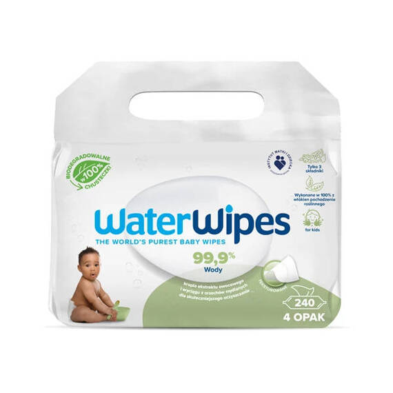 WaterWipes Chusteczki nawilżane dla niemowląt 4x60
