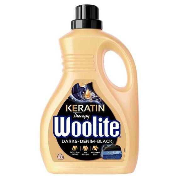 Woolite Płyn do prania tkanin czerń ciemne kolory & jeans z keratyną 1.8 l (30 prań)