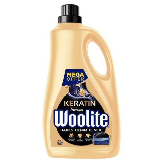 Woolite Płyn do prania tkanin czerń ciemne kolory & jeans z keratyną 3,6 l (60 prań)