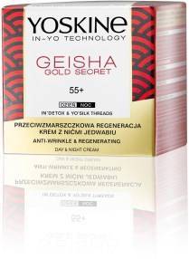 YOSKINE GEISHA GOLD SECRET Przeciwzmarszczkowa regeneracja Krem z nićmi jedwabiu 55+, 50 ml