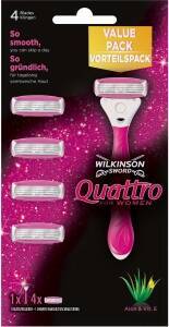 Zestaw WILKINSON Quattro for WOMEN 5x Wkłady + Rączka