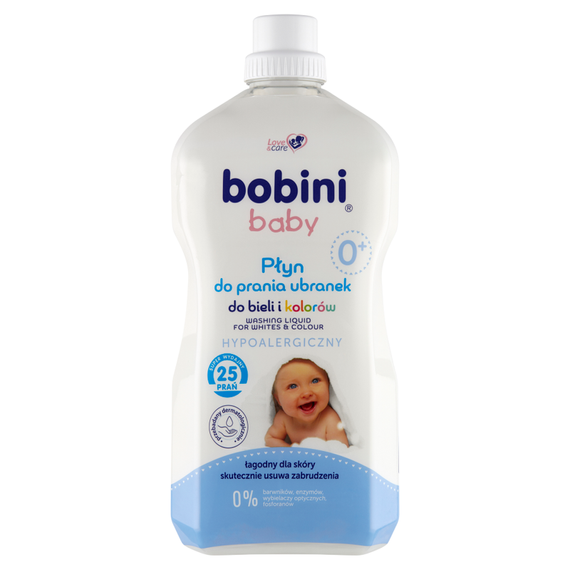 bobini Baby-Flüssigkeit zum Waschen von Weiß- und Buntwäsche, hypoallergen, 1,8 l (25 Wäschen)