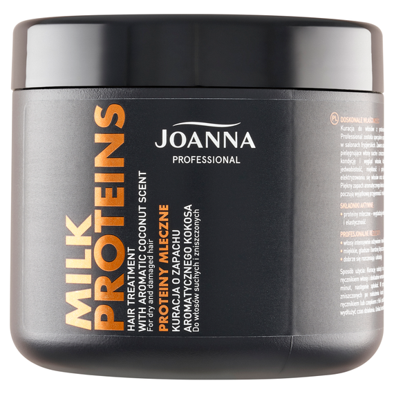 Joanna Professional Proteiny mleczne Kuracja do włosów o zapachu aromatycznego kokosa 500 g