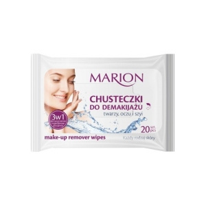 MARION Chusteczki do demakijażu twarzy, oczu i szyi z wyciągiem z aloesu i witaminą E 20 szt