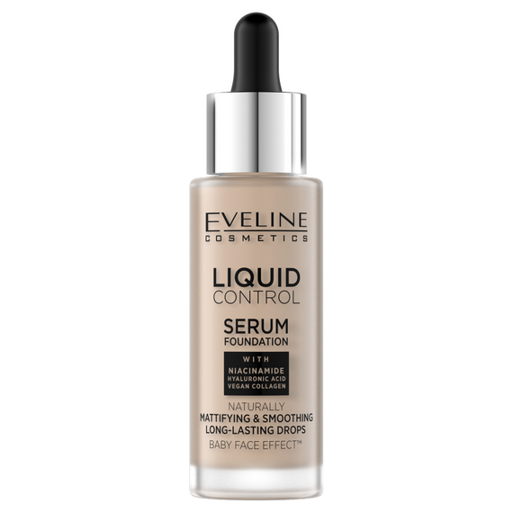 Eveline Cosmetics Liquid Control HD Mattierende Gesichtsgrundierung, 030 Sand Beige