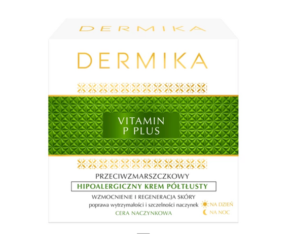 Dermika Vitamin P Plus Przeciwzmarszczkowy hipoalergiczny krem półtłusty na dzień na noc 50 ml