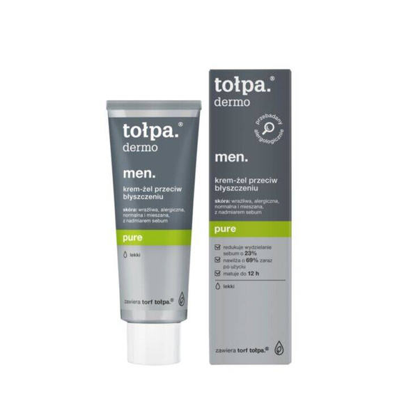 tołpa dermo men. pure. krem-żel przeciw błyszczeniu, LEKKI, 40 ml