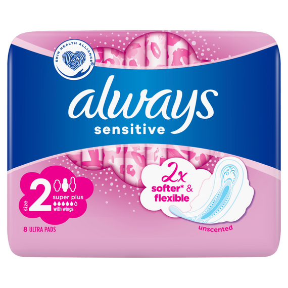 Always Ultra Sensitive Super Plus (rozmiar 2) Podpaski ze skrzydełkami, 8