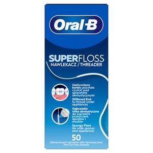 Oral-B Superfloss Zahnseide – Entfernt Plaque und Zahnstein – Reinigt Zahnspangen – 50 Stränge