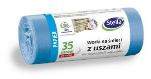 WORKI Z USZAMI STELLA, DO SEGREGACJI ODPADÓW PAPIEROWYCH, 35 L, 20 SZT., NIEBIESKIE