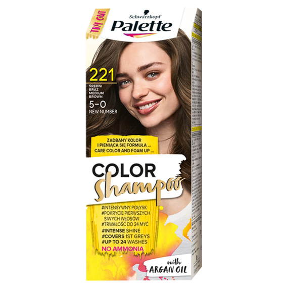  Palette Color Shampoo Haarfärbeshampoo 221 (5-0) mittelbraun