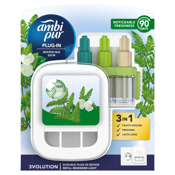 Ambi Pur 3Volution Elektrischer Lufterfrischer Starter Kit Morgentau 20 ml